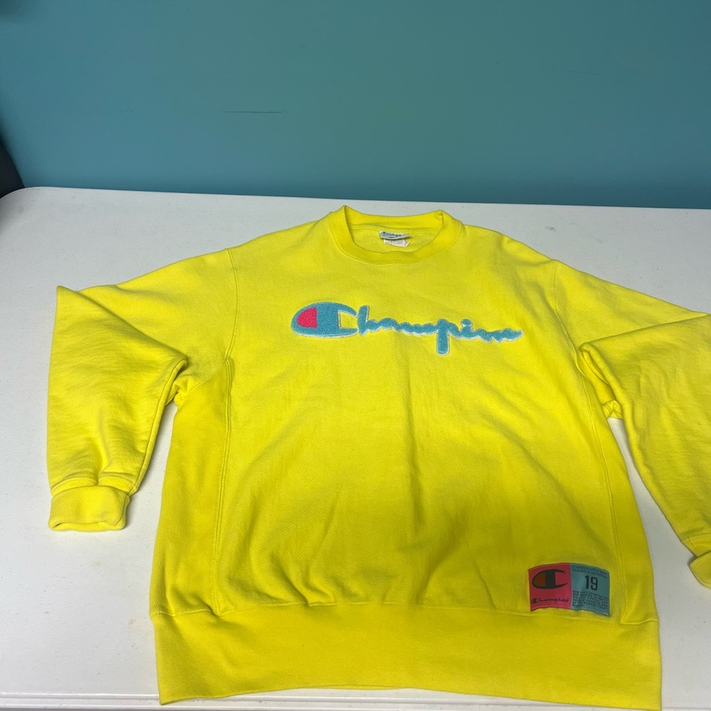 Unisex Champion neon Yellow Crewneck Sweater